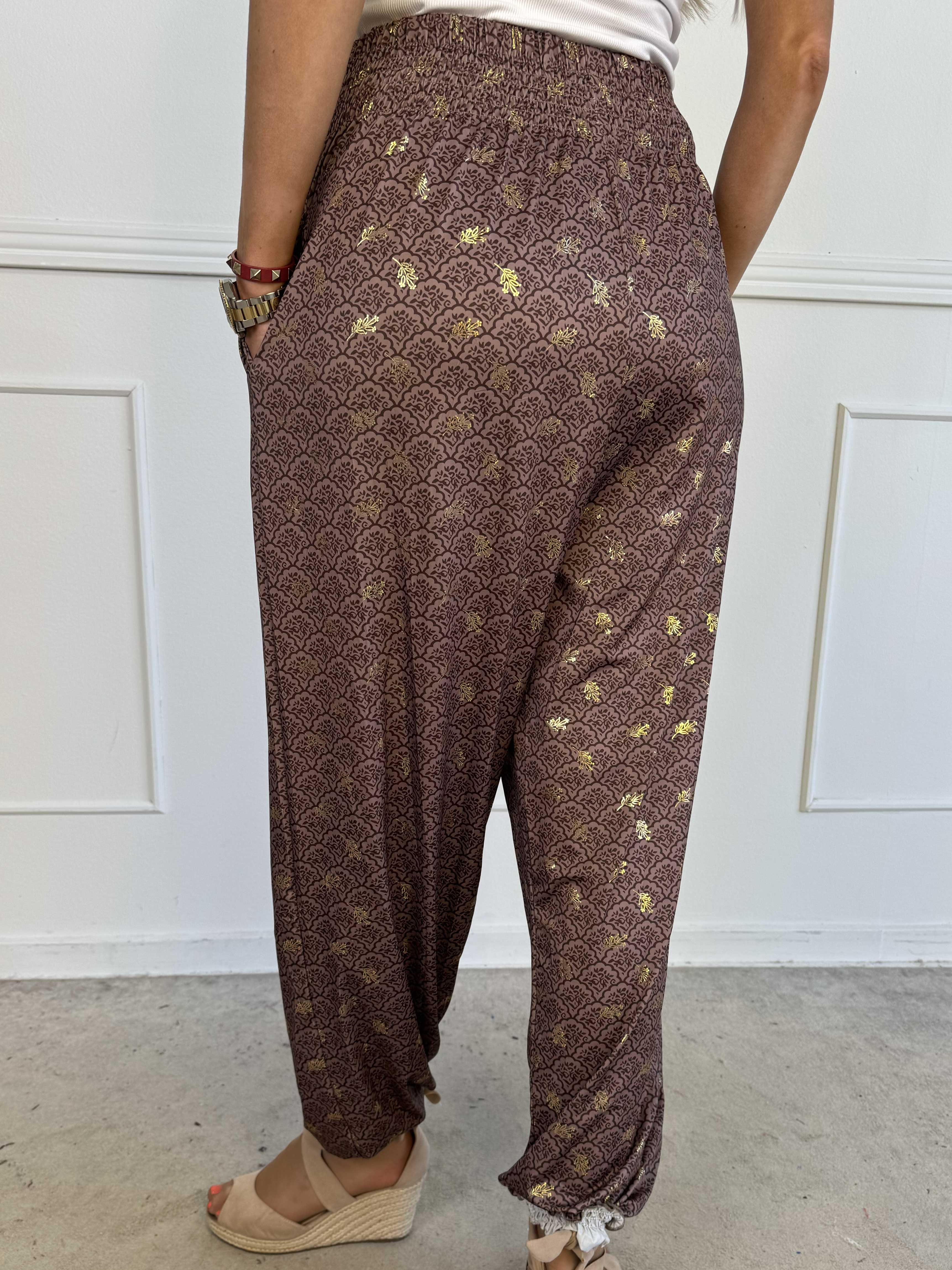 Pams Pattern Harem Pants - Elastiske bukser med smock i taljen
